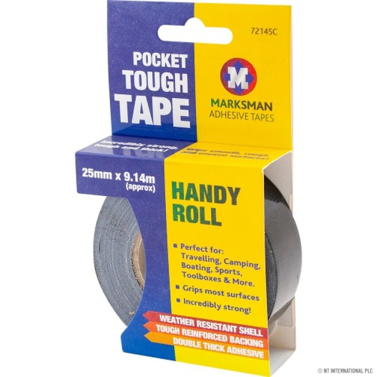  Pocket Tough Tape Black 25mm x 9m