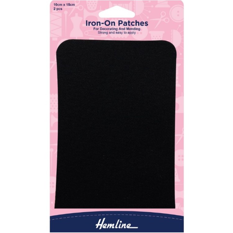 Hemline Cotton Twill Patches: Black - 10 x 15cm