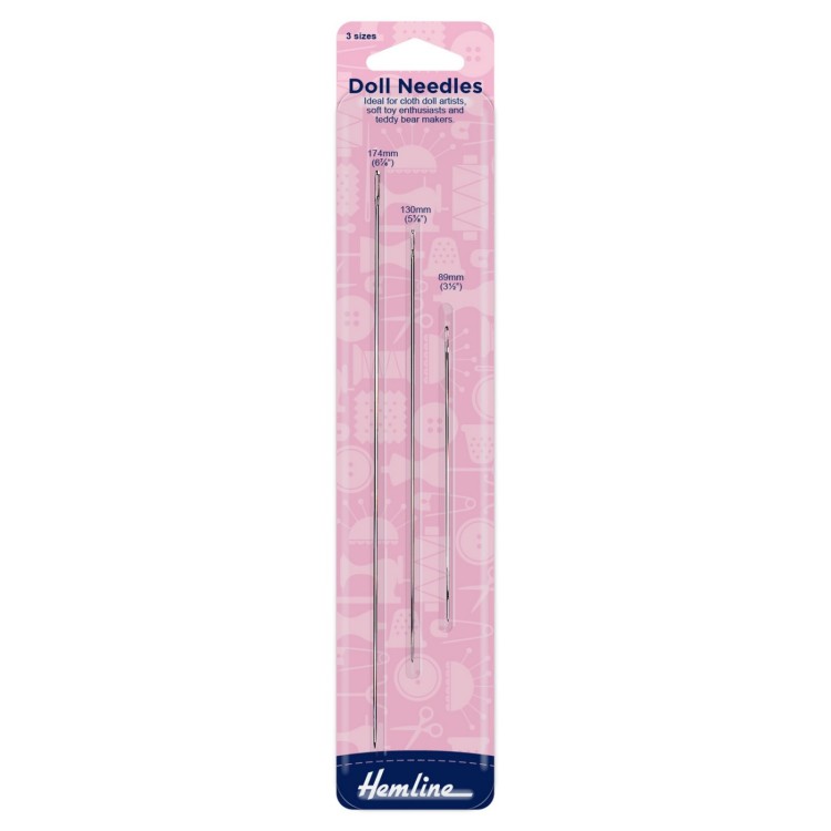 Hemline Hand Sewing Needles: Doll: 3 Pieces