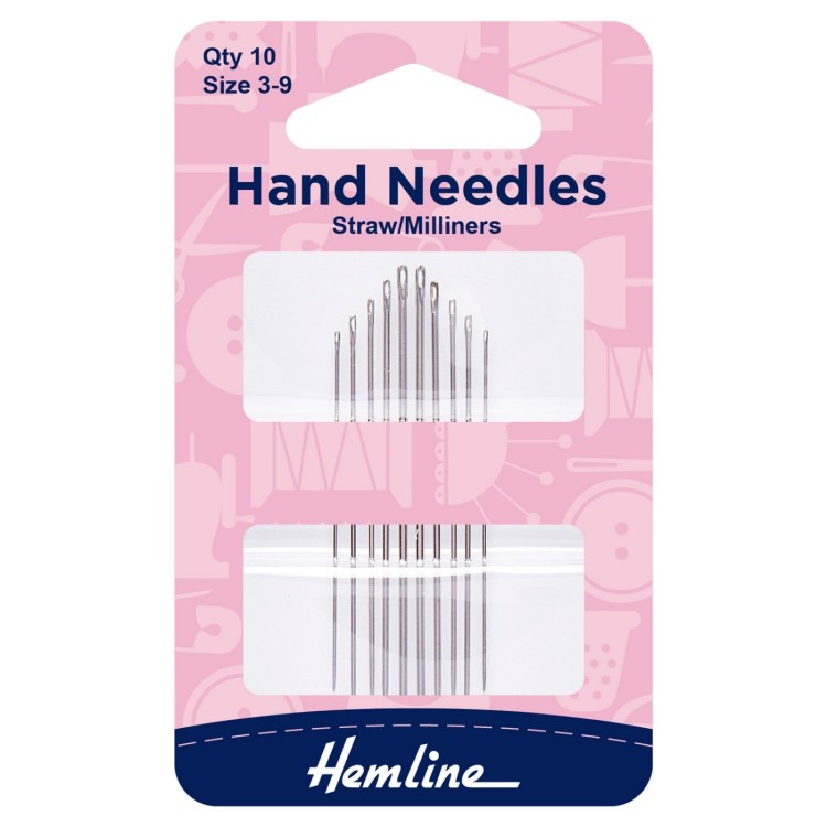 Hemline Hand Sewing Needles: Straw--Milliner: Size 3-9