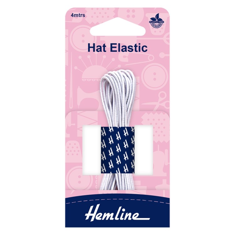 Hemline Hat Elastic: 4m x 1.3mm: White