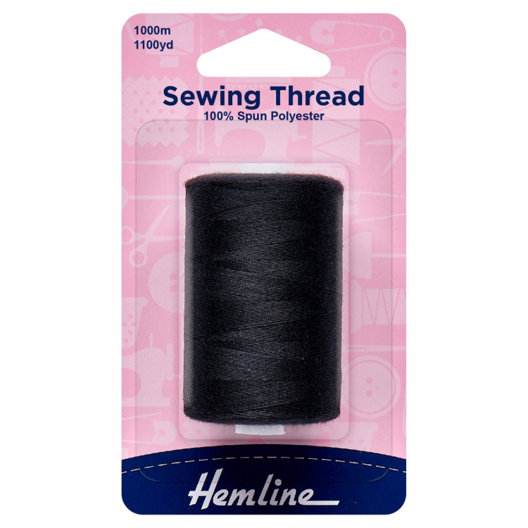 Hemline Sewing Thread: 5 x 1000m: Black