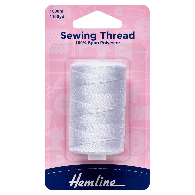 Hemline Sewing Thread: 5 x 1000m: White