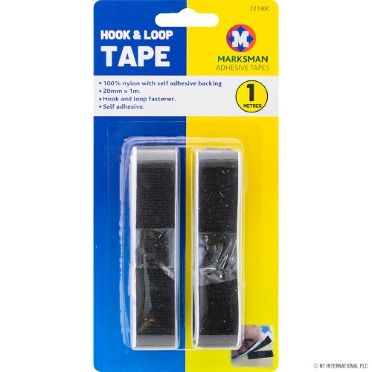  Hook & Loop 20mm x 1m - Black