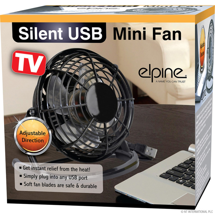  Mini Silent USB Desk Fan - Black