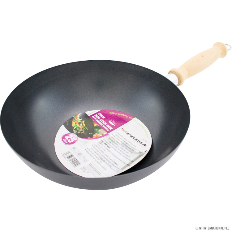 Non-Stick Wok Wooden Handle 25cm 