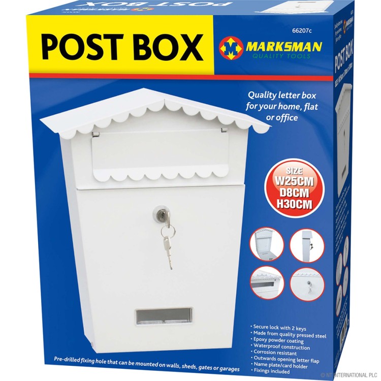  Small White Post Box - 25x8x30cm
