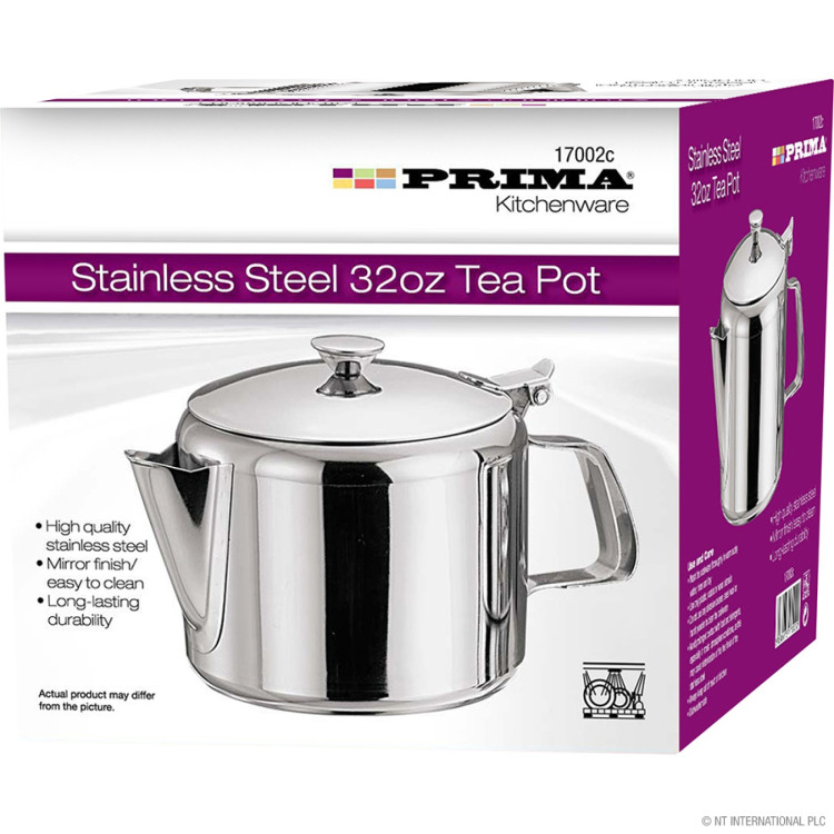 Prima  32oz Tea Pot - S/S 1000ml - Colour Box
