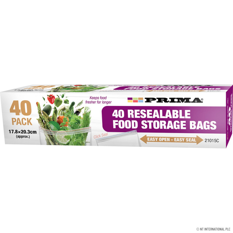 Prima  40pk Zipper Food Bags 17.8 x 20.3cm