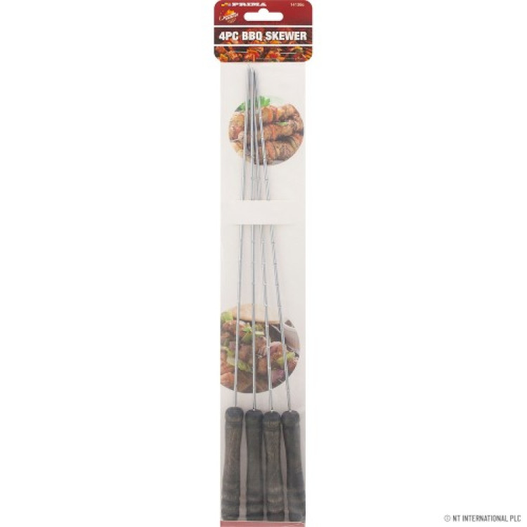 Prima  4pc BBQ Skewer - Black Wooden Handle