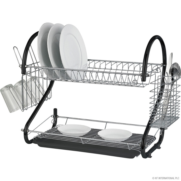 Prima 2 Tier Dish Drainer Black 45 x 26 x 39.5cm