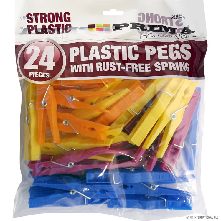  Prima 24pc Plastic Clothes Pegs - Rust Free