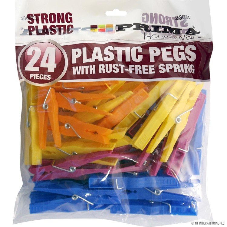Prima 24pc Plastic Clothes Pegs - Rust Free