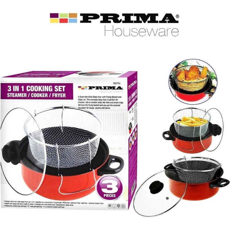 Prima 3-In-1 Steamer/Cooker/Fryer Cooking Set 30c
