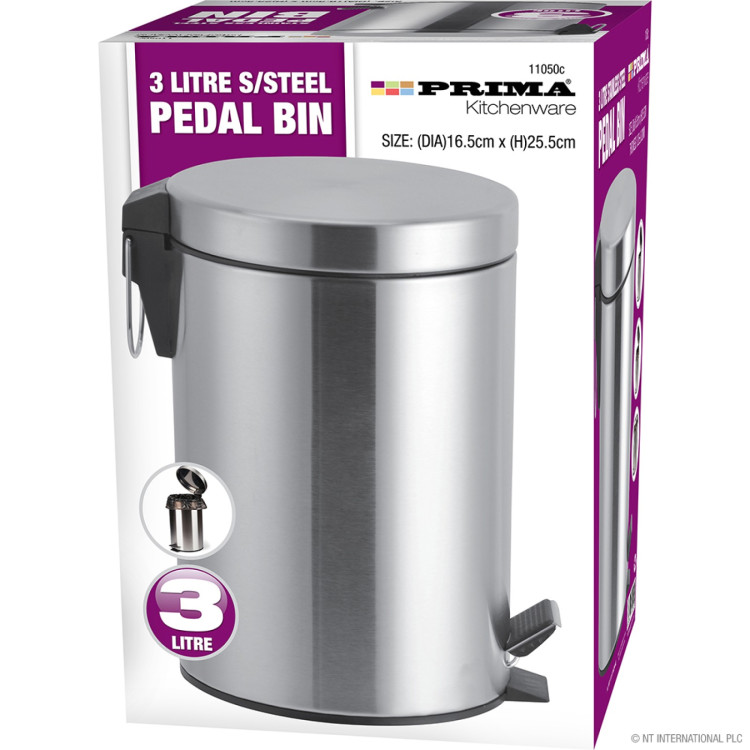 Prima 3L S/S Pedal Bin (DIA) 16.5cm x (H)25.5cm