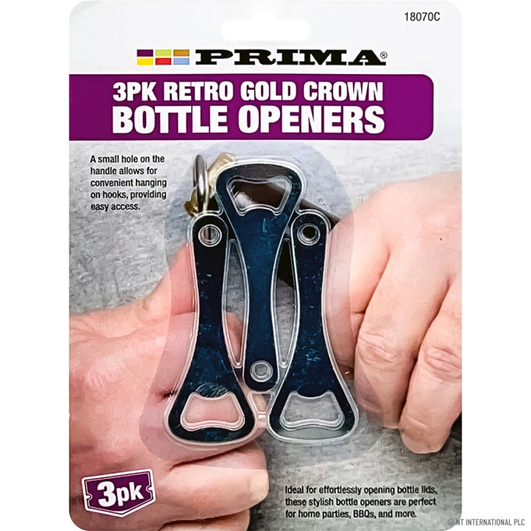 Prima 3pk Retro Gold Crown Bottle Openers