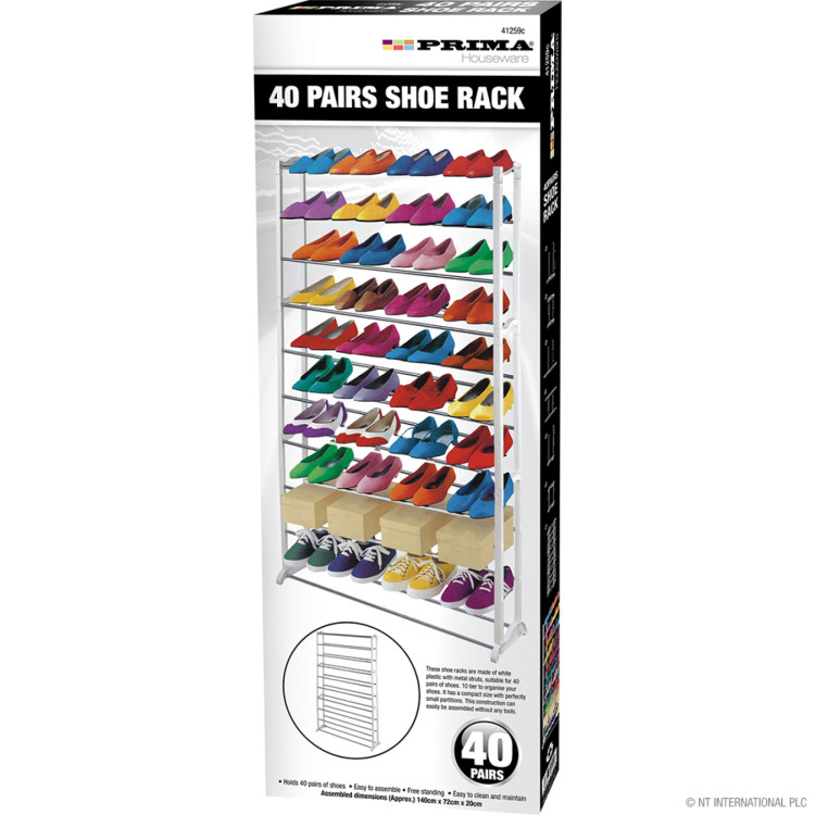 Prima 40 Pair Shoe Rack Black - White