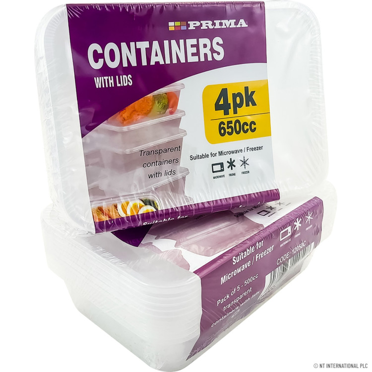 Prima 4pk Plastic Containers 650cc Micro