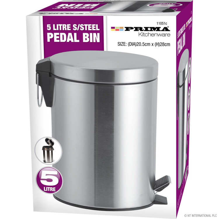 Prima 5L S/S Pedal Bin (DIA)20.5cm x (H)28cm