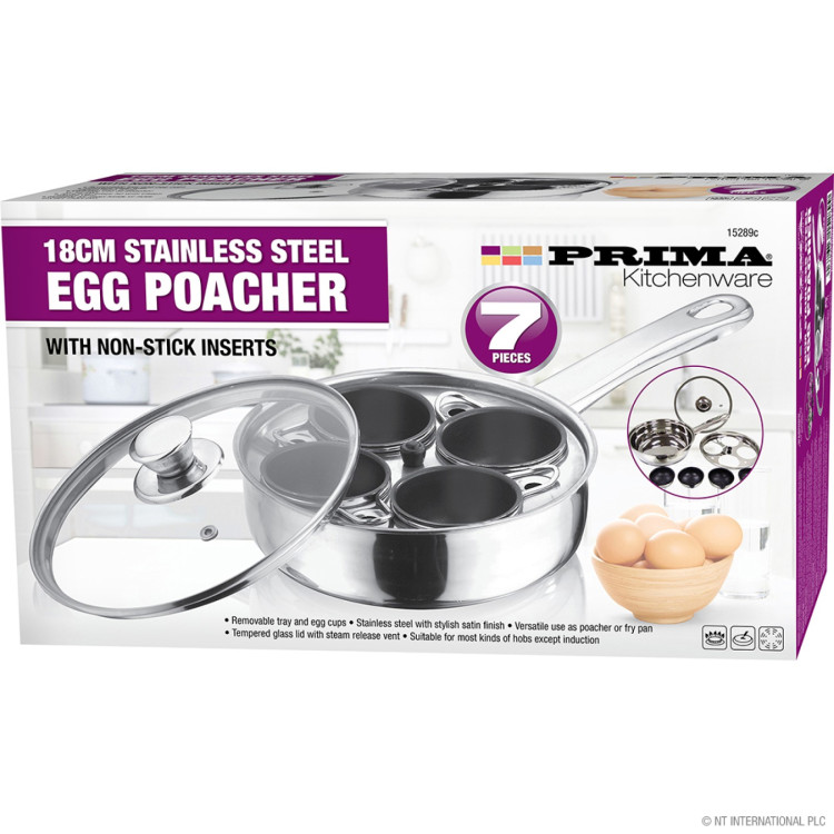 Prima 7pc 18cm S/S Egg Poacher with N/S Inserts