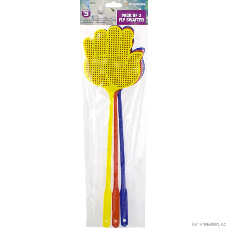 Prima Fly Swatters Assorted Colours 3 Pack