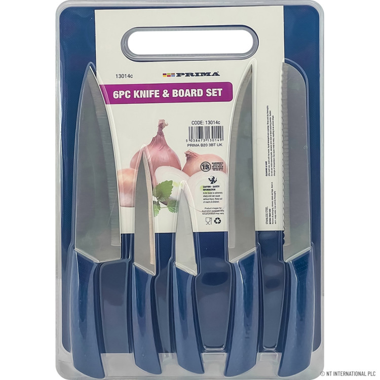 Prima Plastic Cutting Board & 5pc Knife 