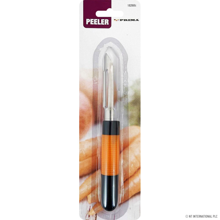 Prima Single S/S Peeler - Plastic Handle - Orange
