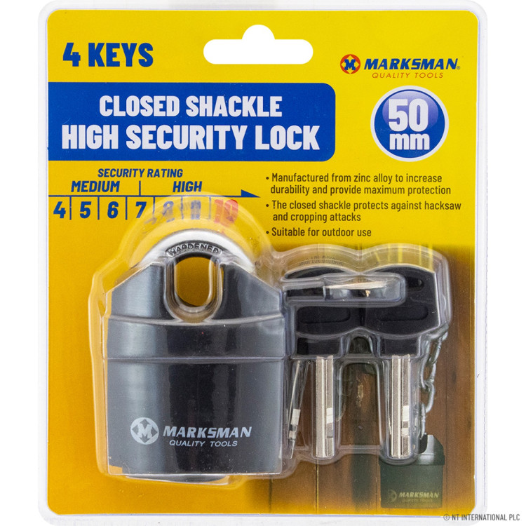 Prima Waterproof Closed Shackle Security Padlock
