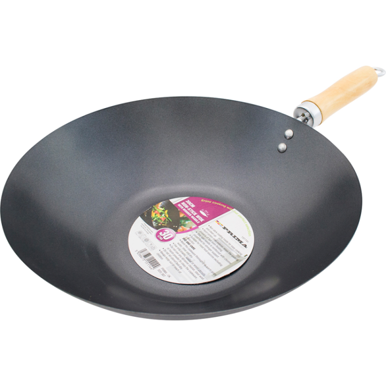 Prima Wooden Handle Non Stick Wok 30cm