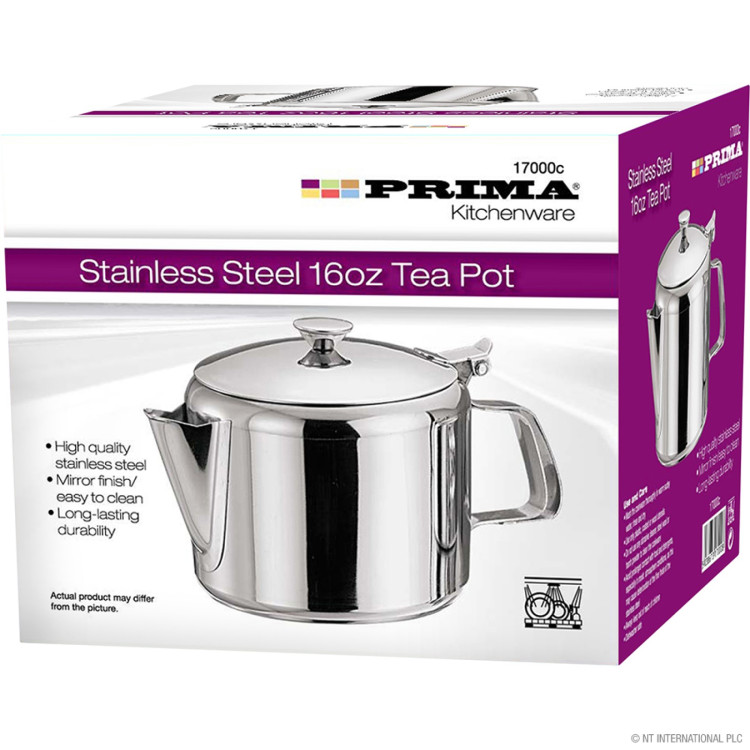 Prima  16oz Tea Pot - S/S 500ml - Colour Box
