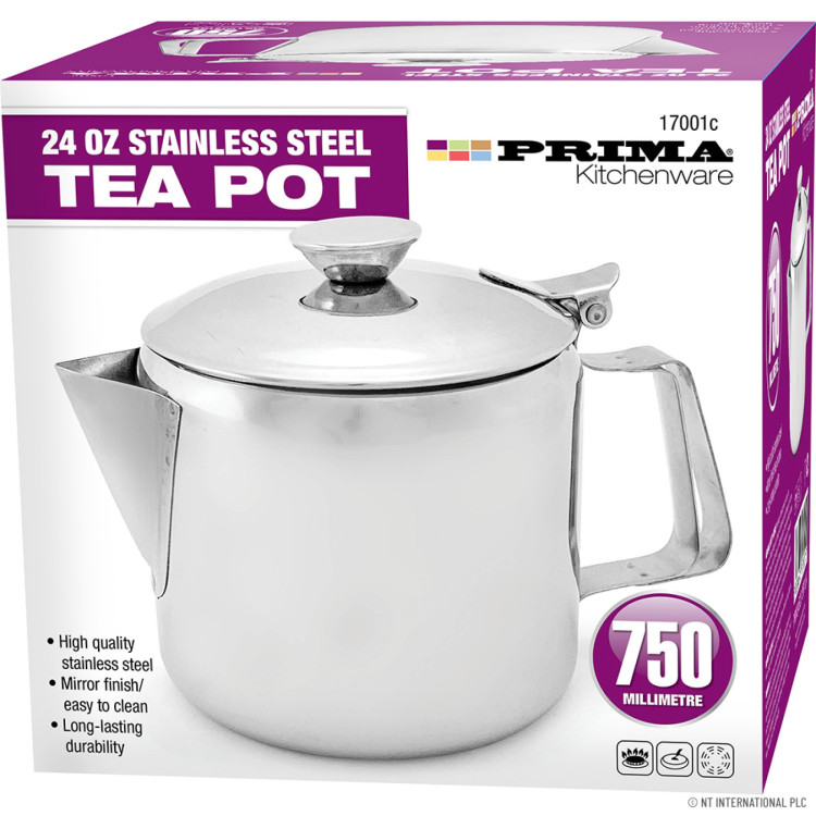 Prima  24oz Tea Pot - S/S 750ml - Colour Box