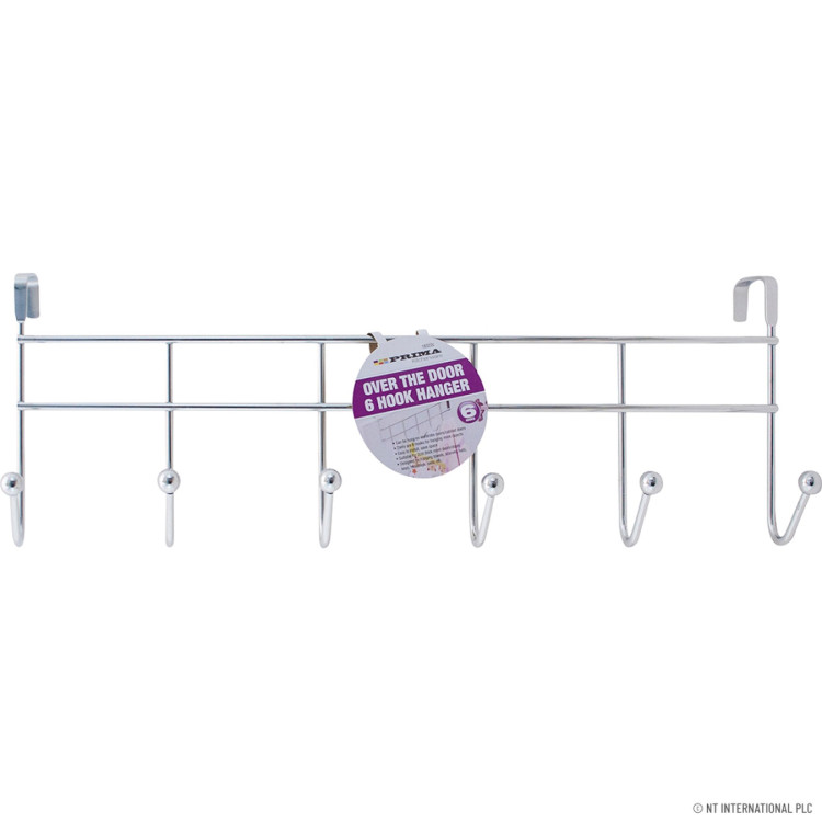 Stainless Steel 6 Hook Over The Door Rail