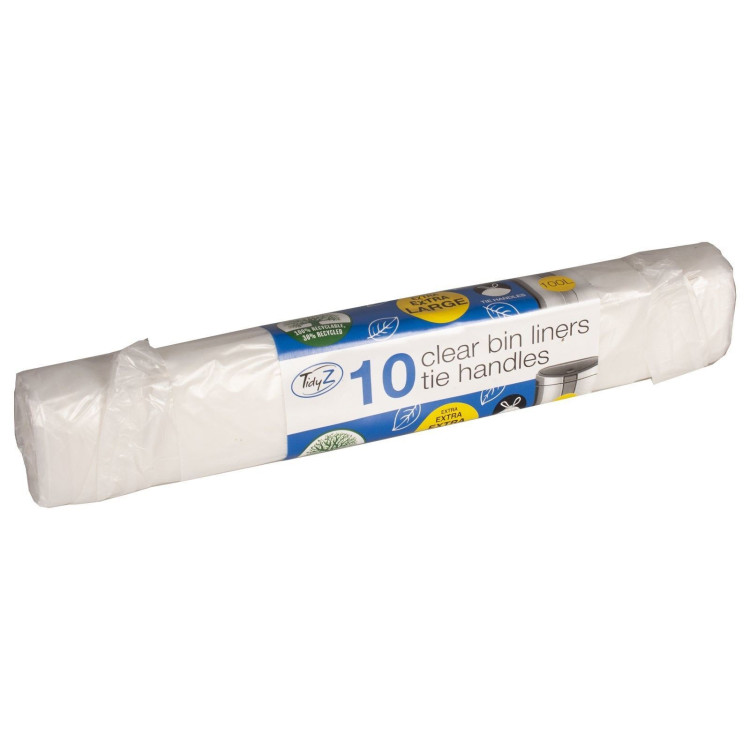 Tidyz 10 Clear Bin Liners T/H 100L