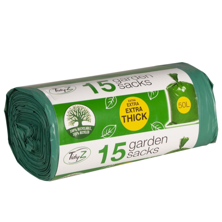 Tidyz 15 Garden Sacks Extra Thick 50L - Premium