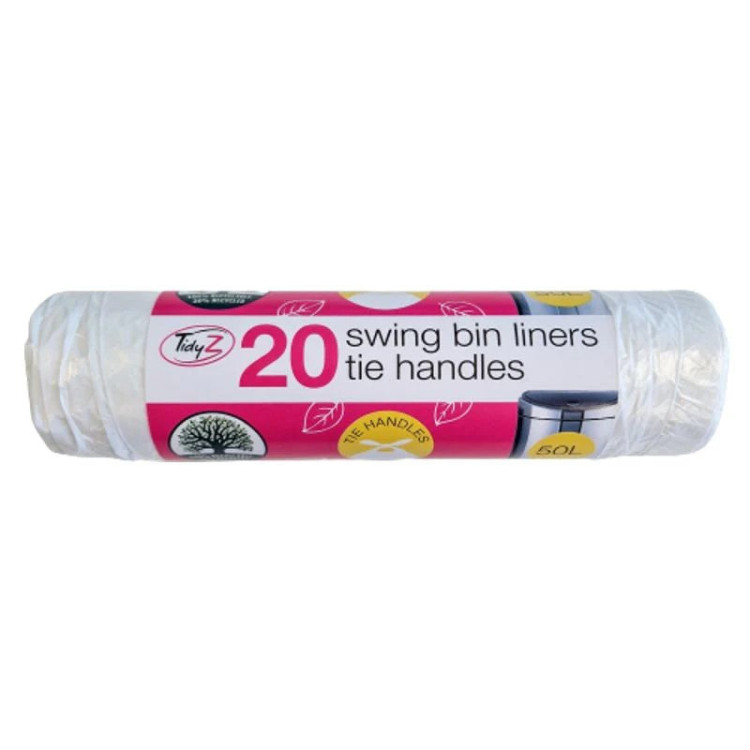 Tidyz 20 Swing Bin Liners Tie Handles 50L