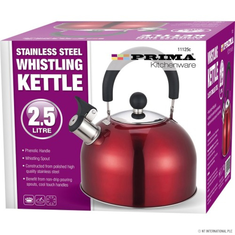 Whistling Kettle in Red Camping 2.5L S/S 