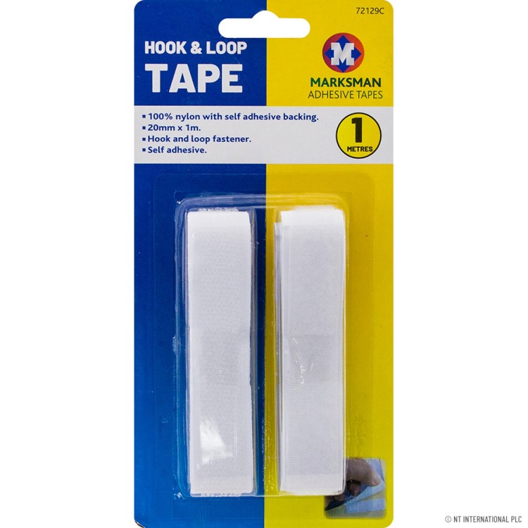 Hook & Loop 20mm x 1m - White